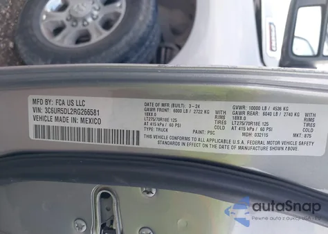 2024 Ram 2500 Big Horn 4X4 6'4 Box from USA, damaged, VIN 3C6UR5DL2RG266581